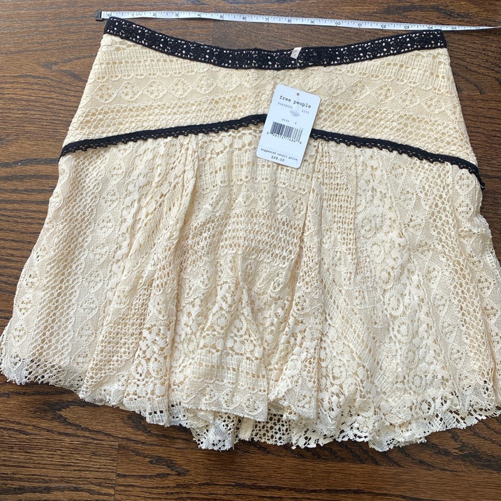 Free People Ivory Black Lace Skirt